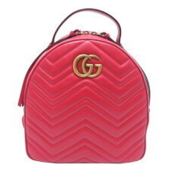 Gucci GG Marmont Backpack Leather Red - Picture 1 of 9